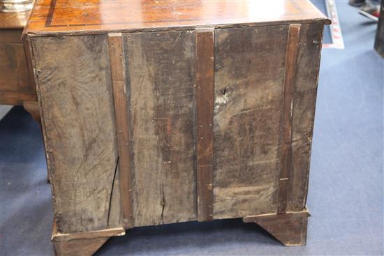 An early 18th century crossbanded burr walnut and mulberry chest, W.3ft 1.5in. D.1ft 9.5in H.3ft